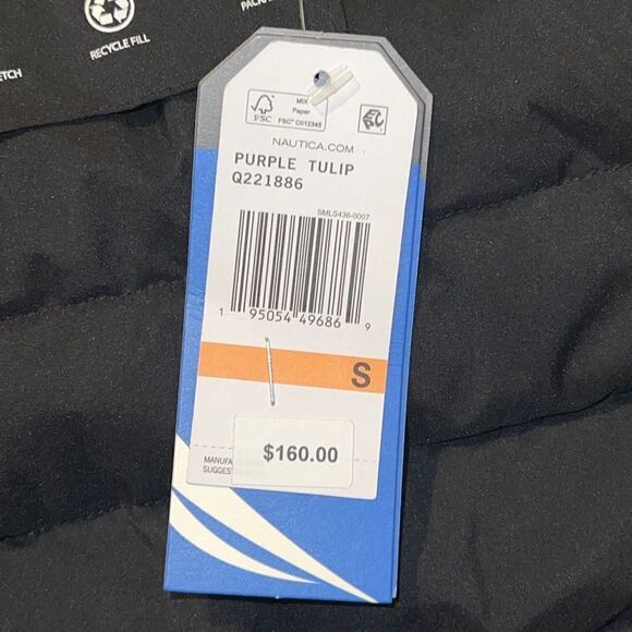 Nautica Women's Hooded Packable Short Puffer Coat Purple Tulip Q221886 Small NWT - Picture 10 of 11